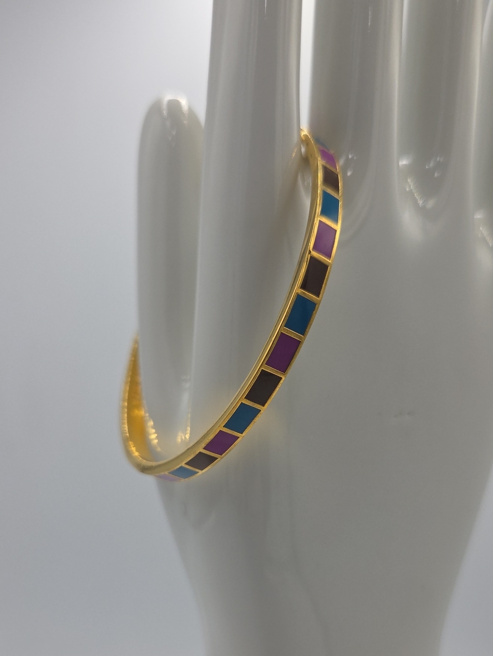 kate spade Hit Your Stride Gold-Tone Multi-Color Enamel Bangle Bracelet - Picture 1 of 6